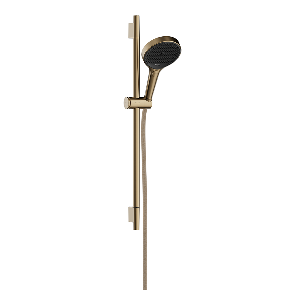 hansgrohe Rainfinity Shower Handset 130 3 Spray with Shower Rail S Puro 65 cm, push slider and Designflex textile shower hose 160 cm, Brushed Bronze