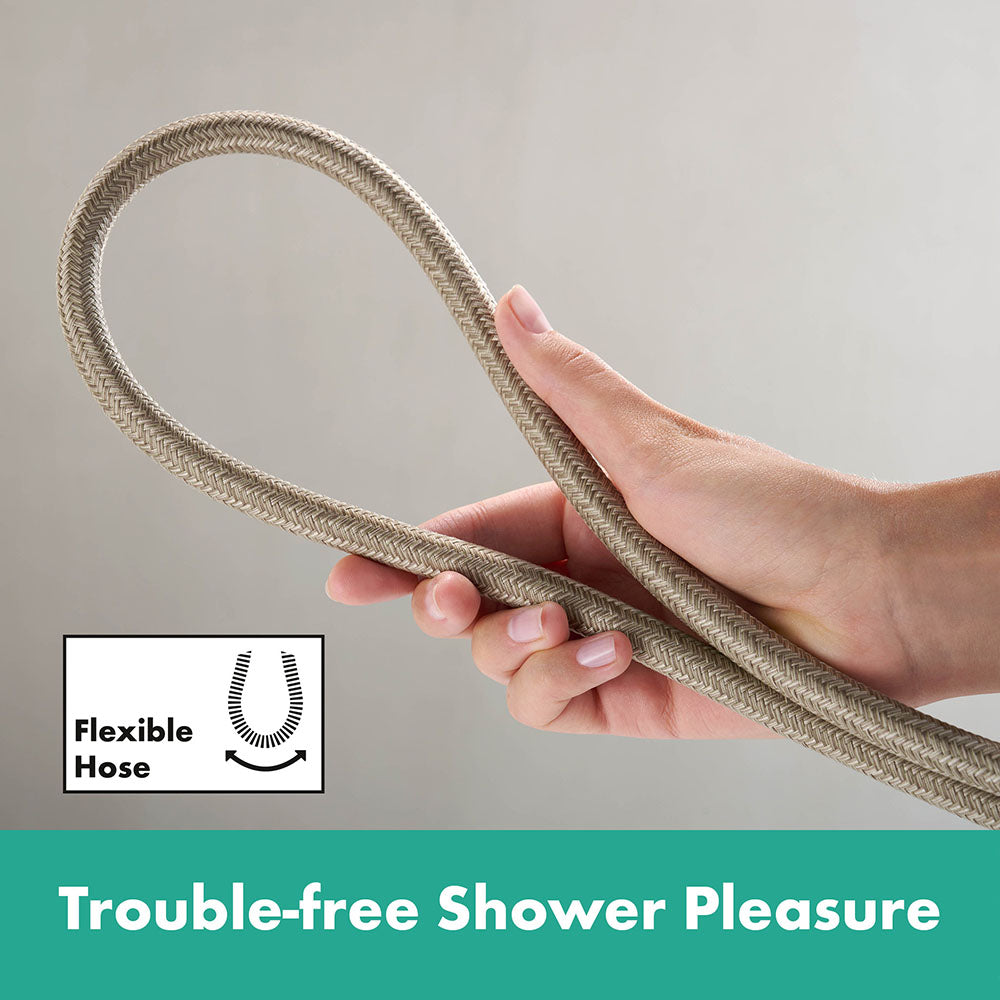 hansgrohe Rainfinity Shower Handset 130 3 Spray with Shower Rail S Puro 65 cm, push slider and Designflex textile shower hose 160 cm, Brushed Bronze