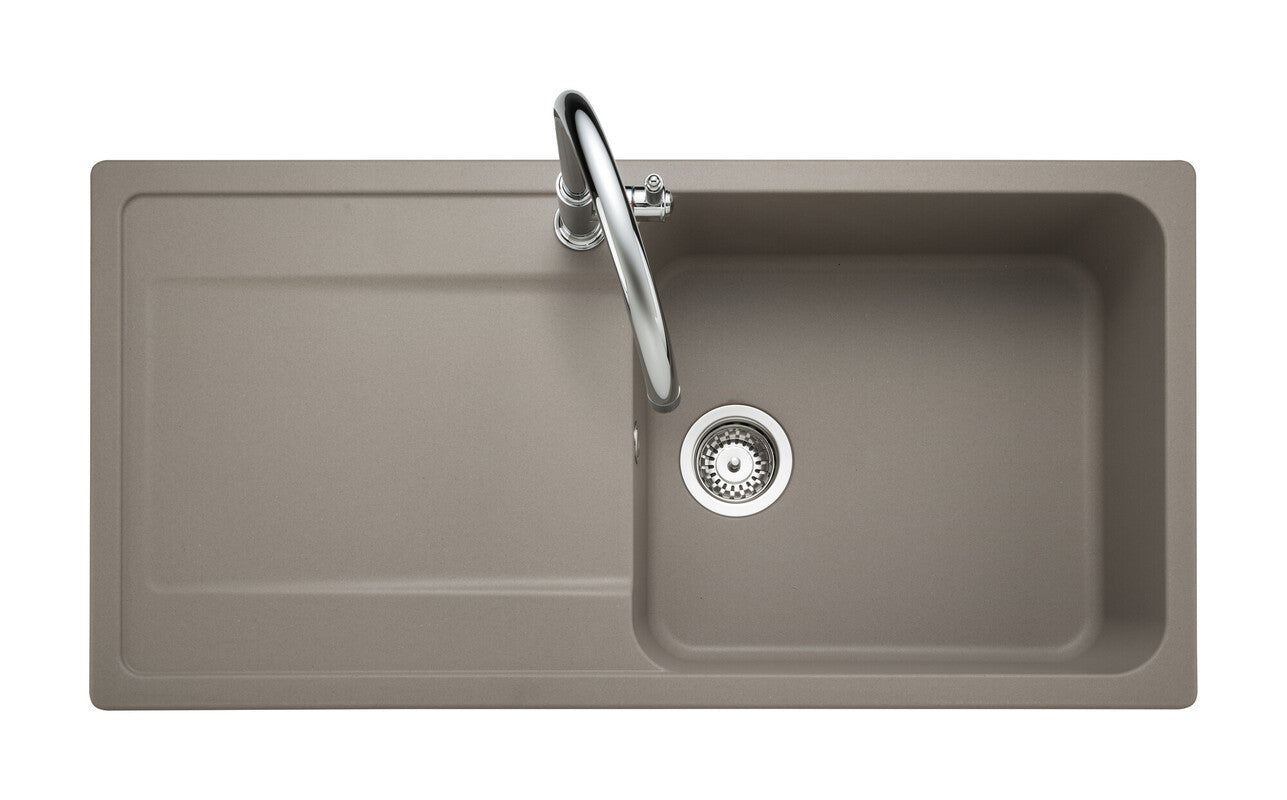 Rangemaster Loa Igneous Granite Kitchen Sink 1000 x 500 mm 1 Bowl Pebble