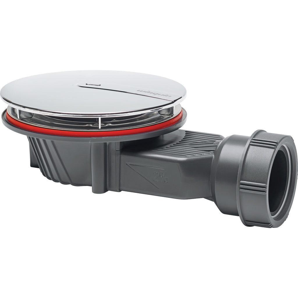 Wirquin Macdee SLIM+ Extra Flat Shower Waste, 90mm - Brushed Nickel ABS Dome