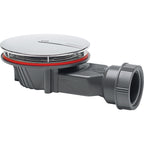 Wirquin Macdee SLIM+ Extra Flat Shower Waste, 90mm - Brushed Nickel ABS Dome
