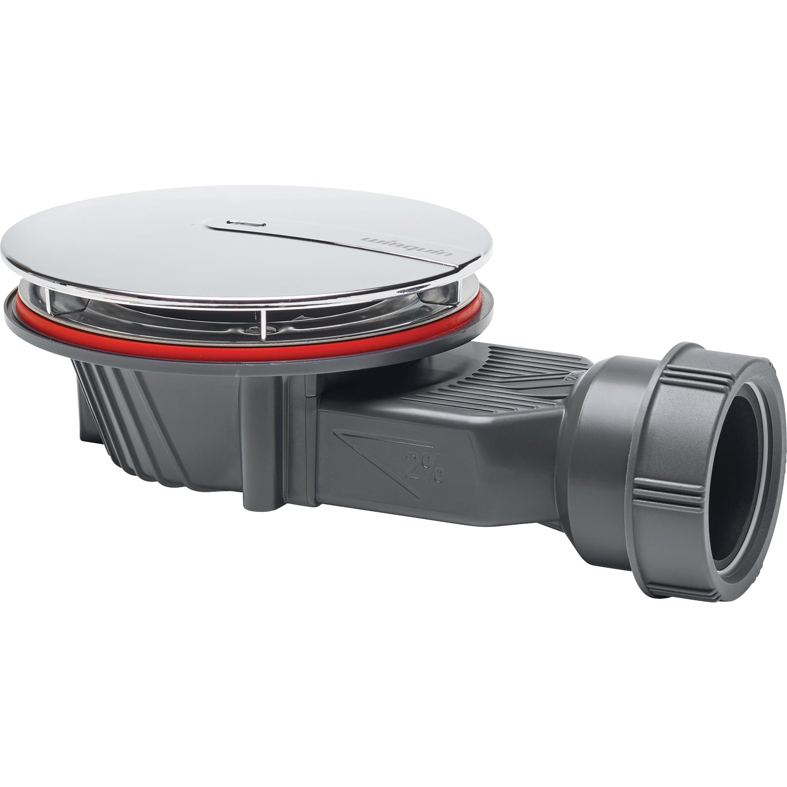 Wirquin Macdee SLIM+ Extra Flat Shower Waste, 90mm - Brushed Nickel ABS Dome