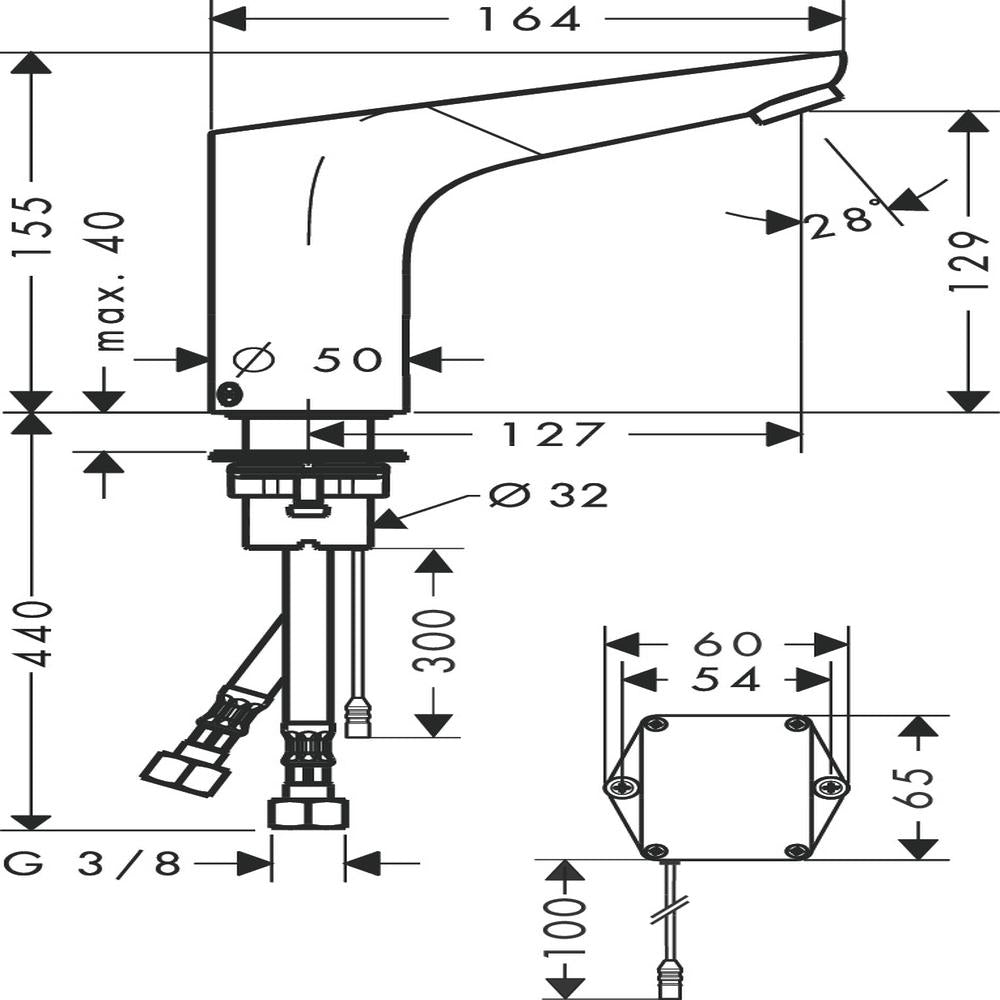 Hansgrohe Focus Electronic basin mixer 130 with temperature control mains connection 230 V, Chrome