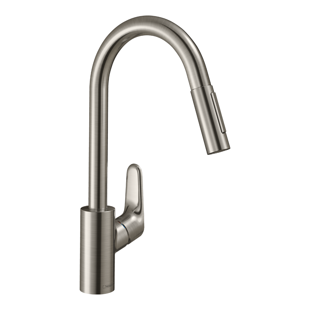 Hansgrohe Focus M41 Kitchen Mixer Tap 240, pull-out sPairay, 2jet, Stainless Steel Stainless Steel Finish