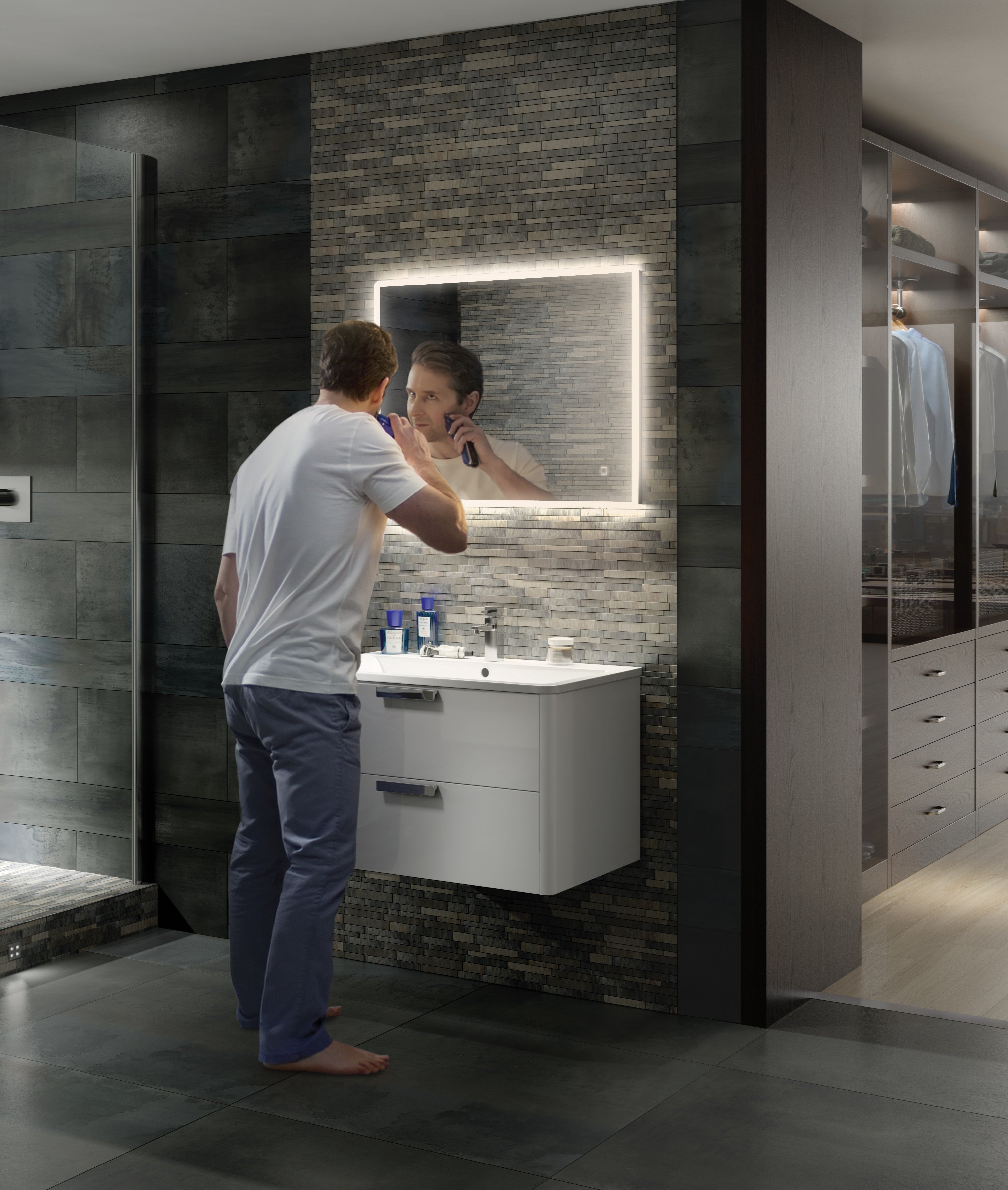 HiB Vega LED Mirror Silver 600mm x 800mm x 55mm 78752000.