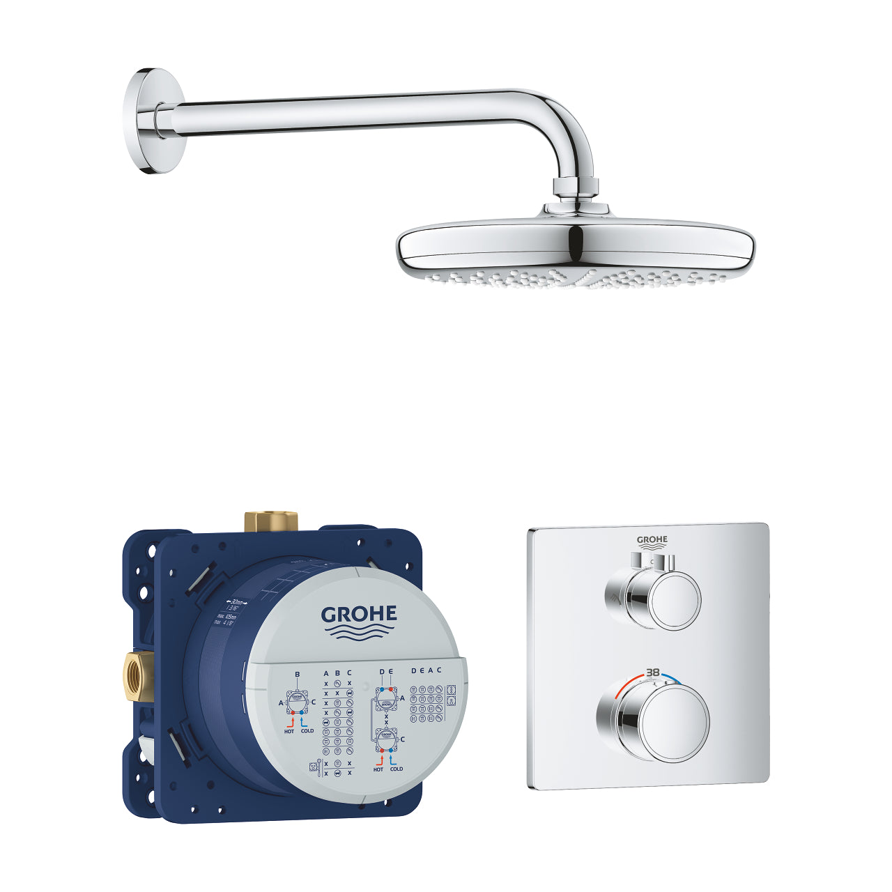 Grohe Grotherm Perfect Singe Outlet Shower Set with Termpesta 210