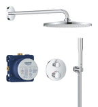 Grohe Grohtherm Rear Fed Concealed Dual Outlet Shower System With Rainshower 310mm Round Showerhead Chrome