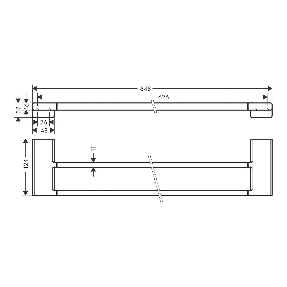 Hansgrohe Addstoris Double Bath Towel Rail Chrome