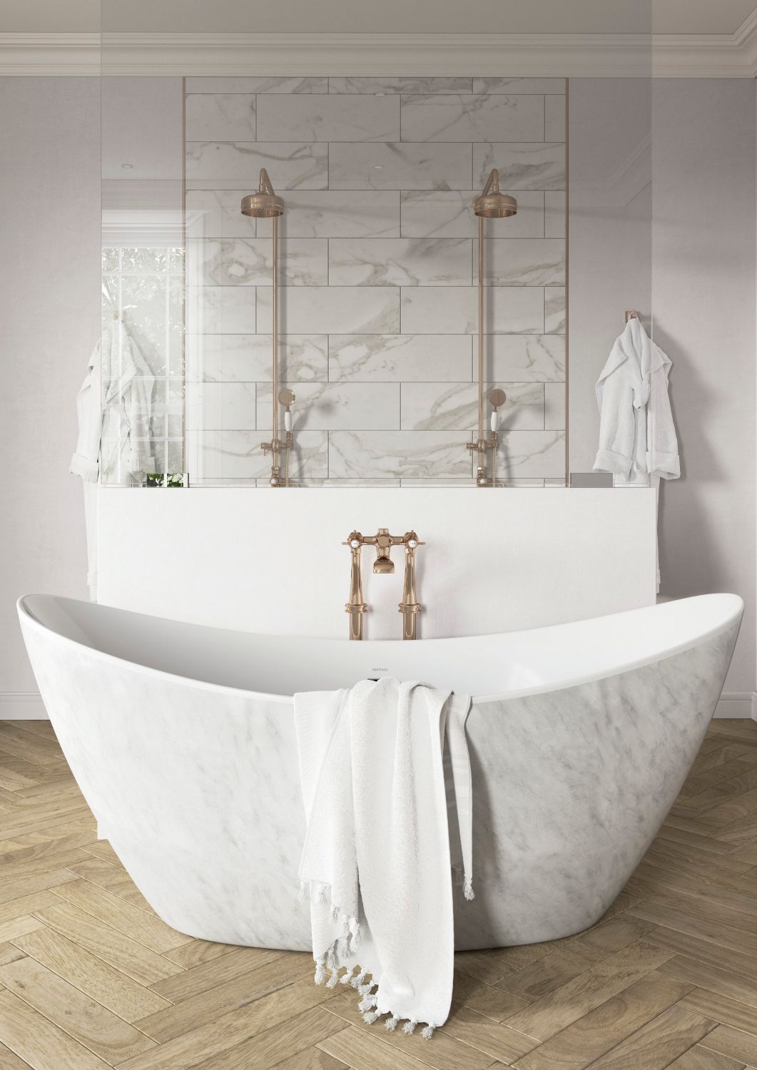 Heritage Wenlock Freestanding Acrylic Bath Marble Effect