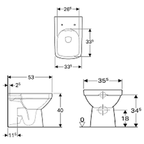 Geberit Selnova Square Back to Wall ToiletHorizontal/Vertical Outlet Rimfree 501 564 01 7 501.564.01.7