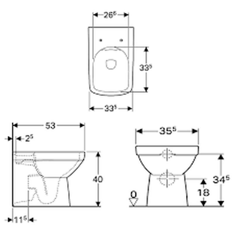 Geberit Selnova Square Back to Wall ToiletHorizontal/Vertical Outlet Rimfree 501 564 01 7 501.564.01.7