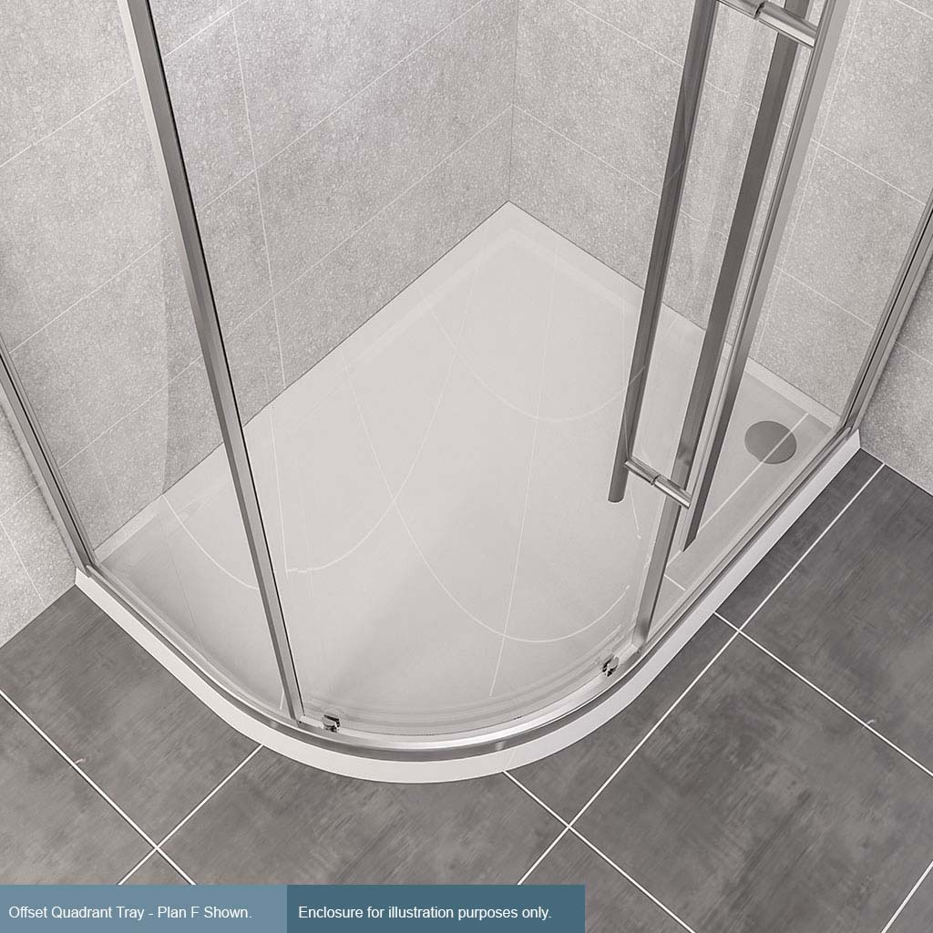 Eastbrook Vantage Plan F Left Hand (LH) 900mm x 760mm Offset Quadrant Shower Tray - White 48.1041