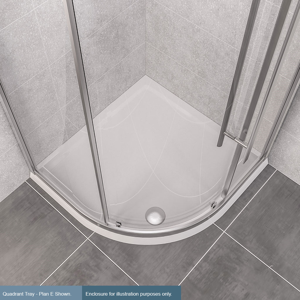 Eastbrook Vantage Plan E 800mm x 800mm Quadrant Shower Tray - White 48.1045