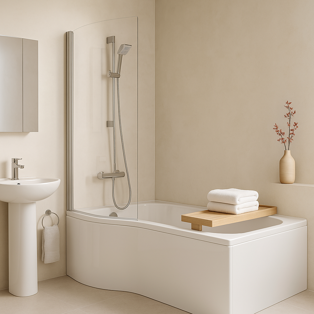 Valway 1700x900mm Shower Bath, Shower Screen & Bath Panel LH
