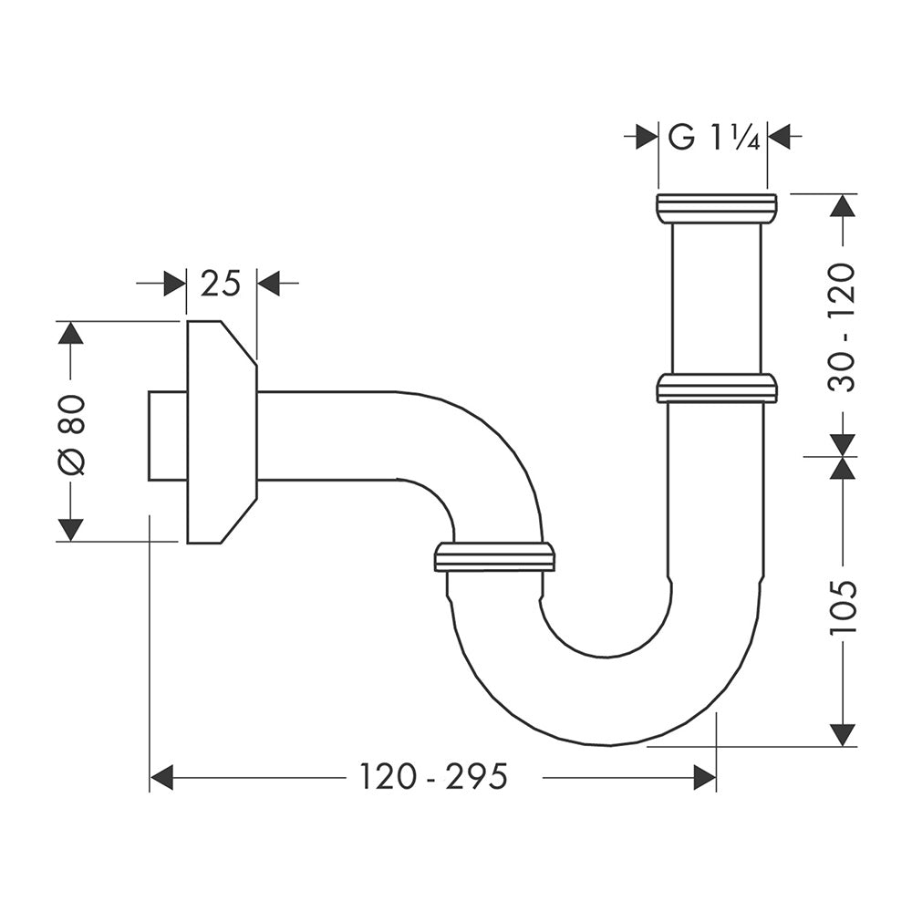hansgrohe P trap easy to install, Chrome