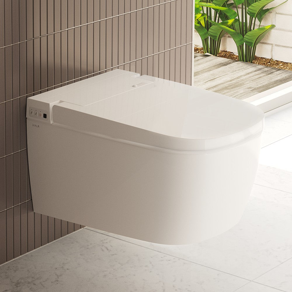 Vitra V Care Smart Essential Wall Hung Bidet Shower Toilet Pan and Seat