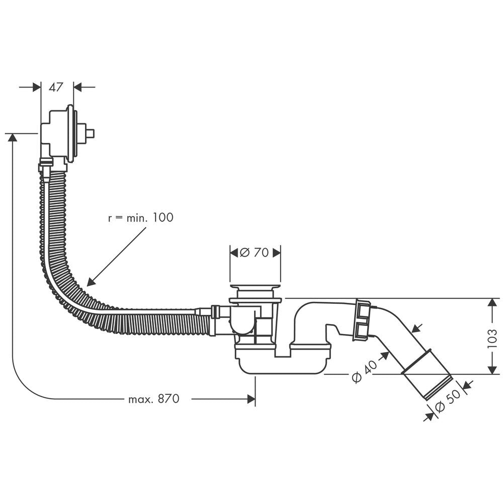 hansgrohe Flexaplus Basic set waste and overflow set for special bath tubs