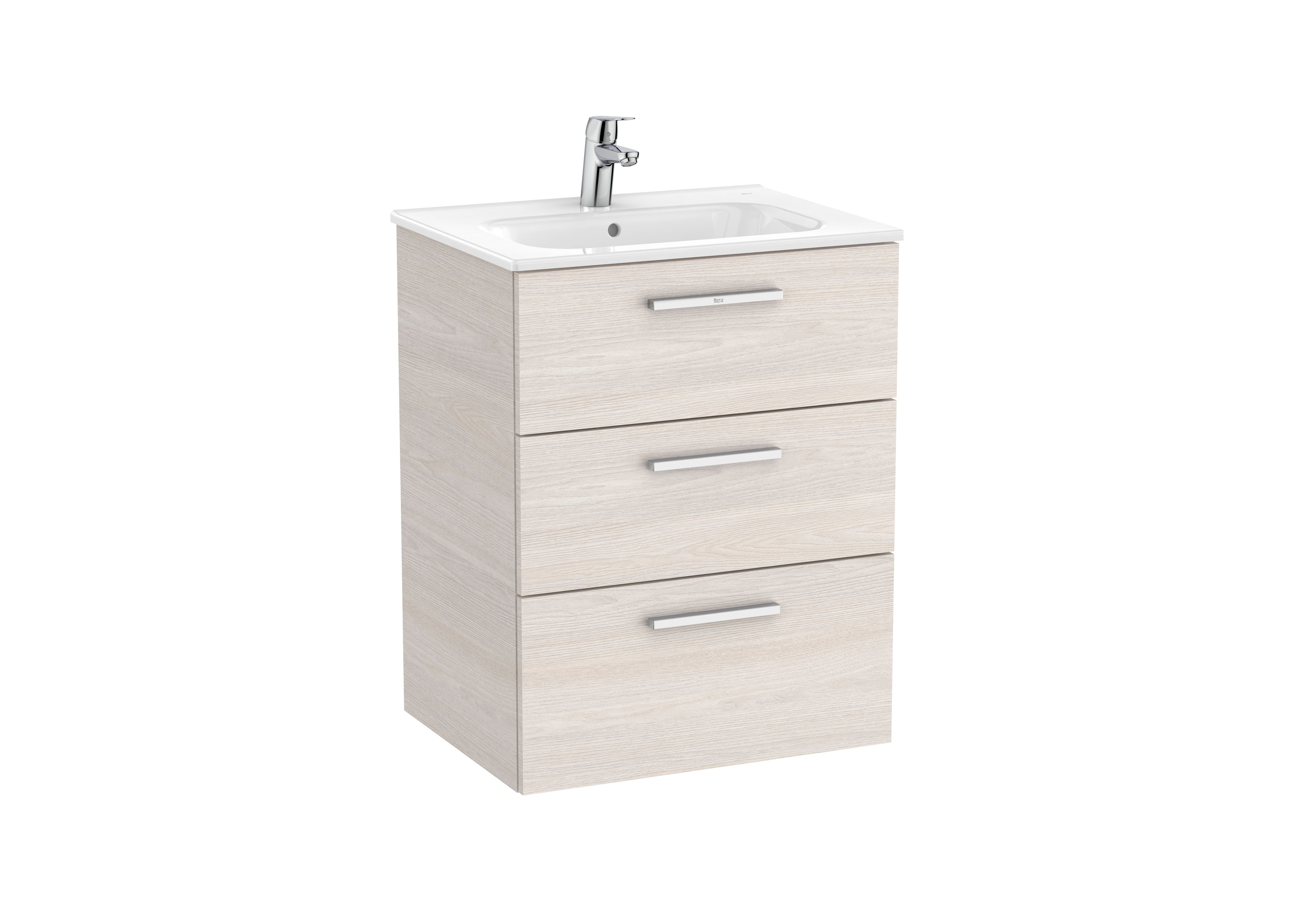 Roca Victoria Vanity Unit And Basin (Unik) 3 Drawer 600mm Nordic Ash (A851596434)