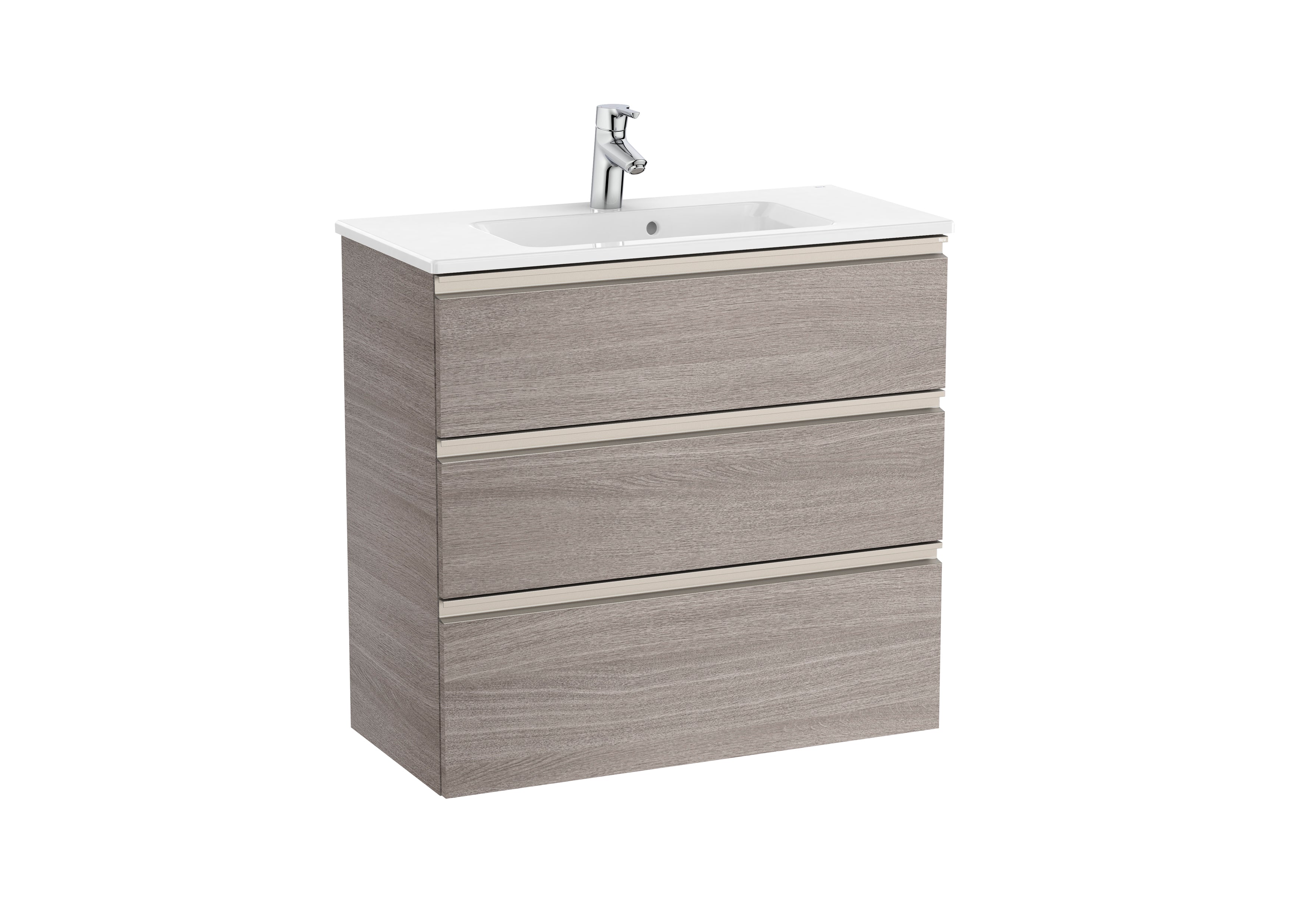 Roca The Gap Unik Compact 800mm 3 Drawer Vanity Unit and Basin Matt Arctic Grey