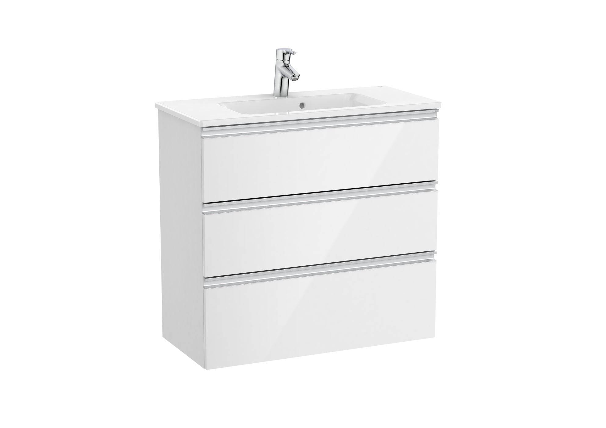 Roca The Gap Unik Compact 3 Drawer Vanity Unit and Basin 800mm Glossy White