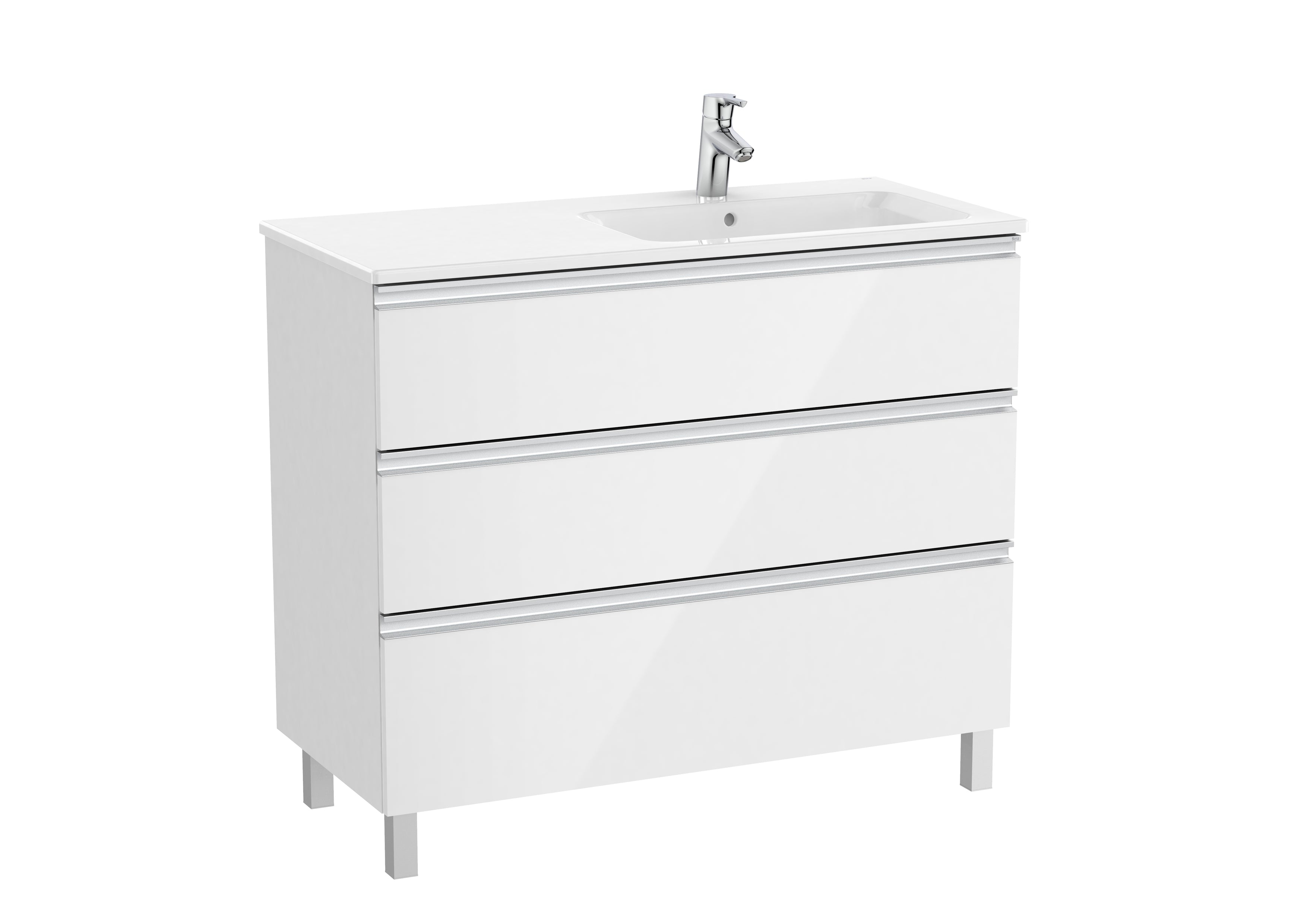Roca The Gap Unik Vanity Unit 3 Drawer Right Hand 1000mm Gloss White