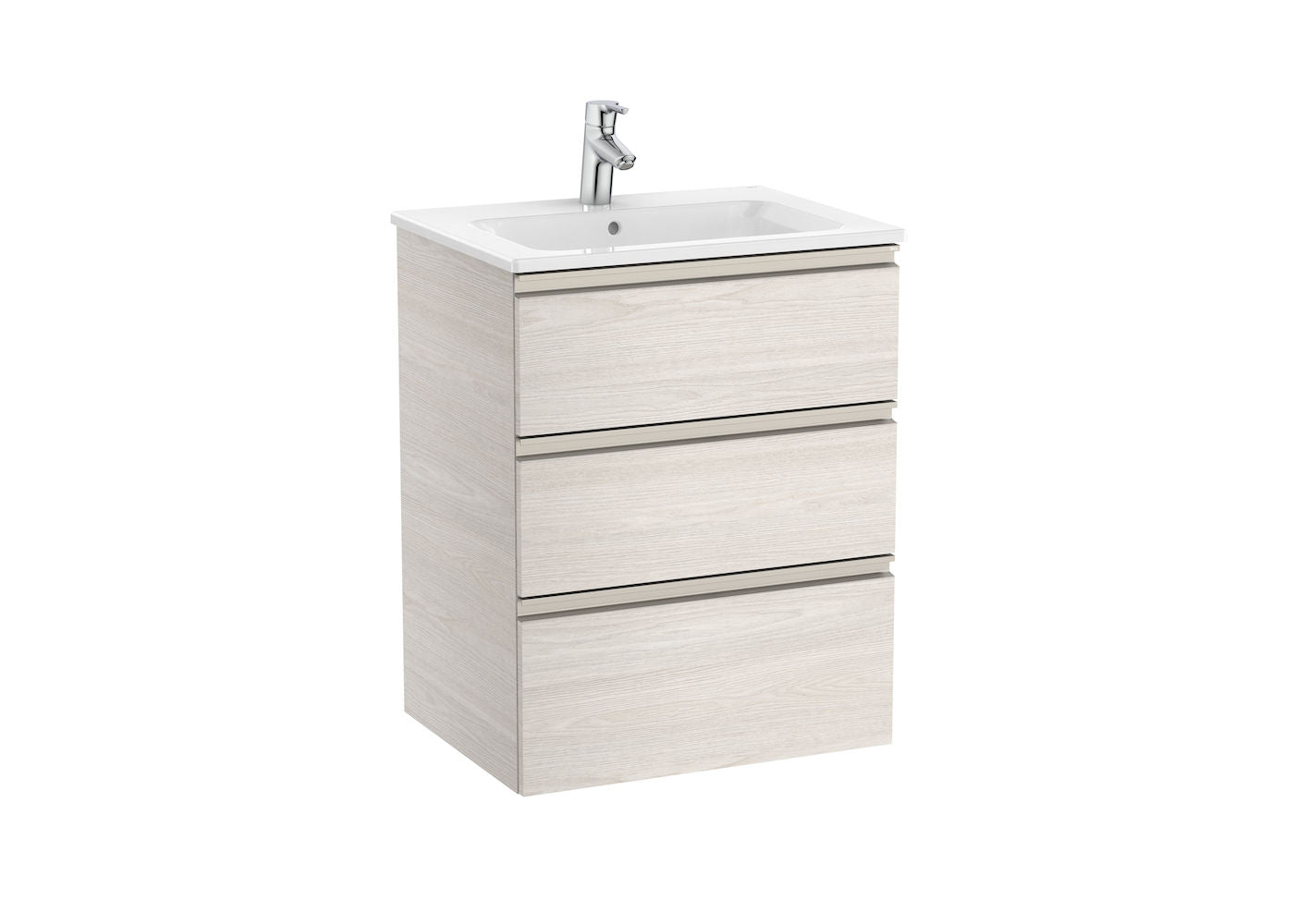 Roca The Gap Unik 3 Drawer Vanity Unit and Basin 600mm Nordic Ash