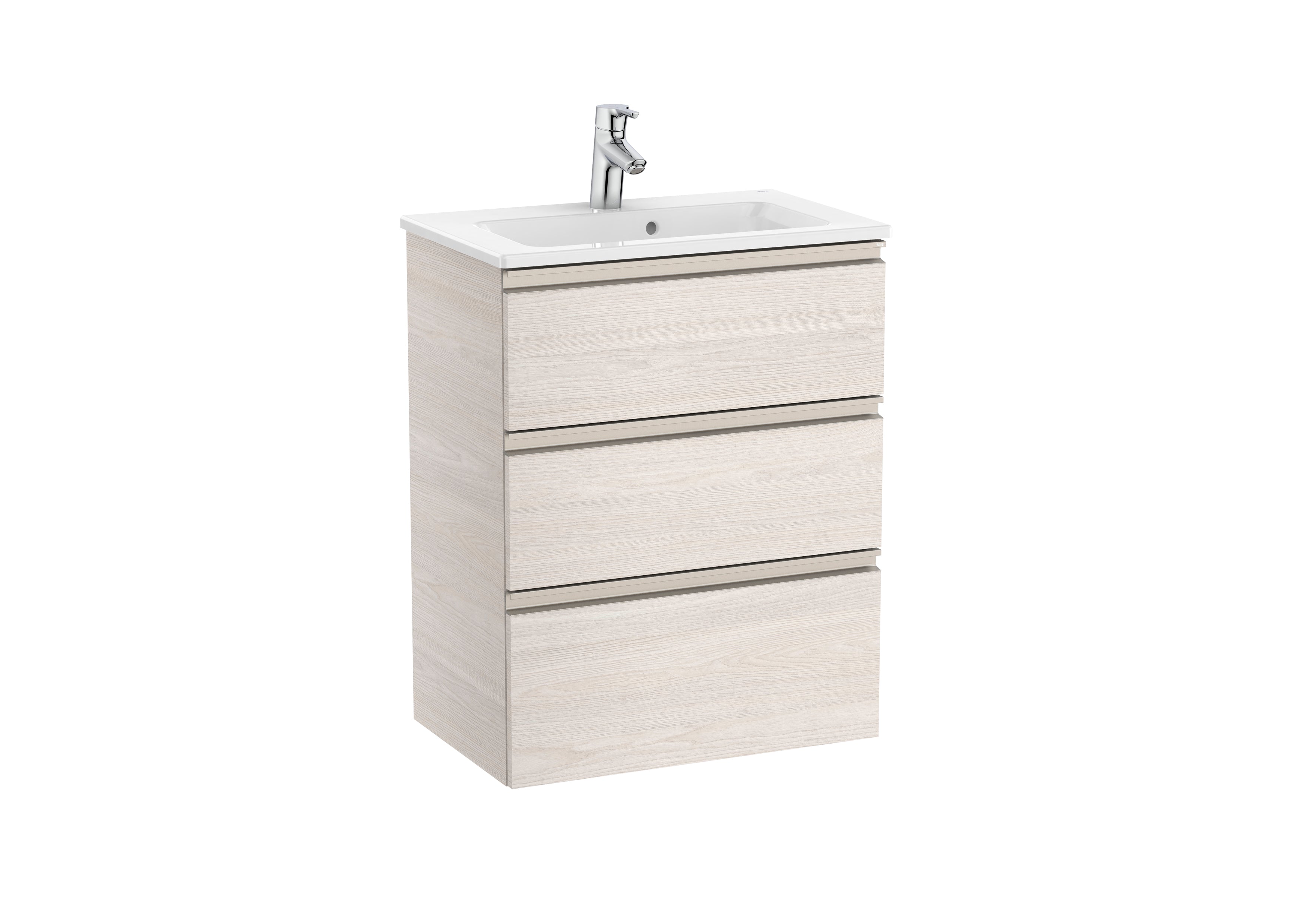 Roca The Gap Unik Compact 3 Drawer Vanity Unit 600mm Nordic Ash