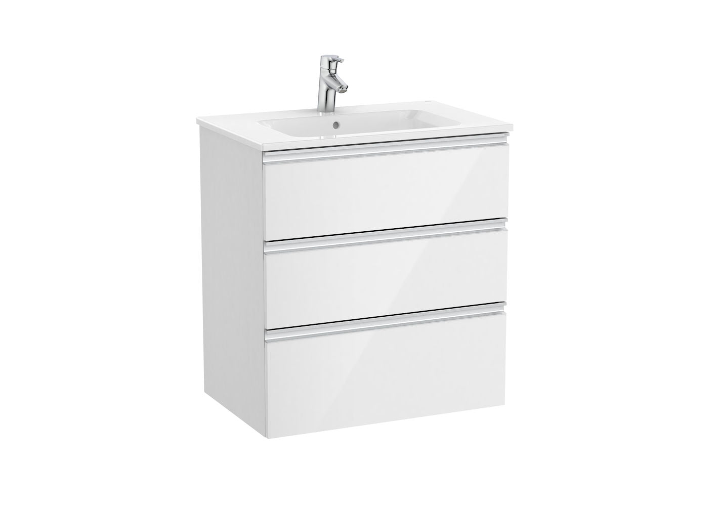 Roca The Gap Unik 3 Drawer Vanity Unit and Basin 700mm Glossy White