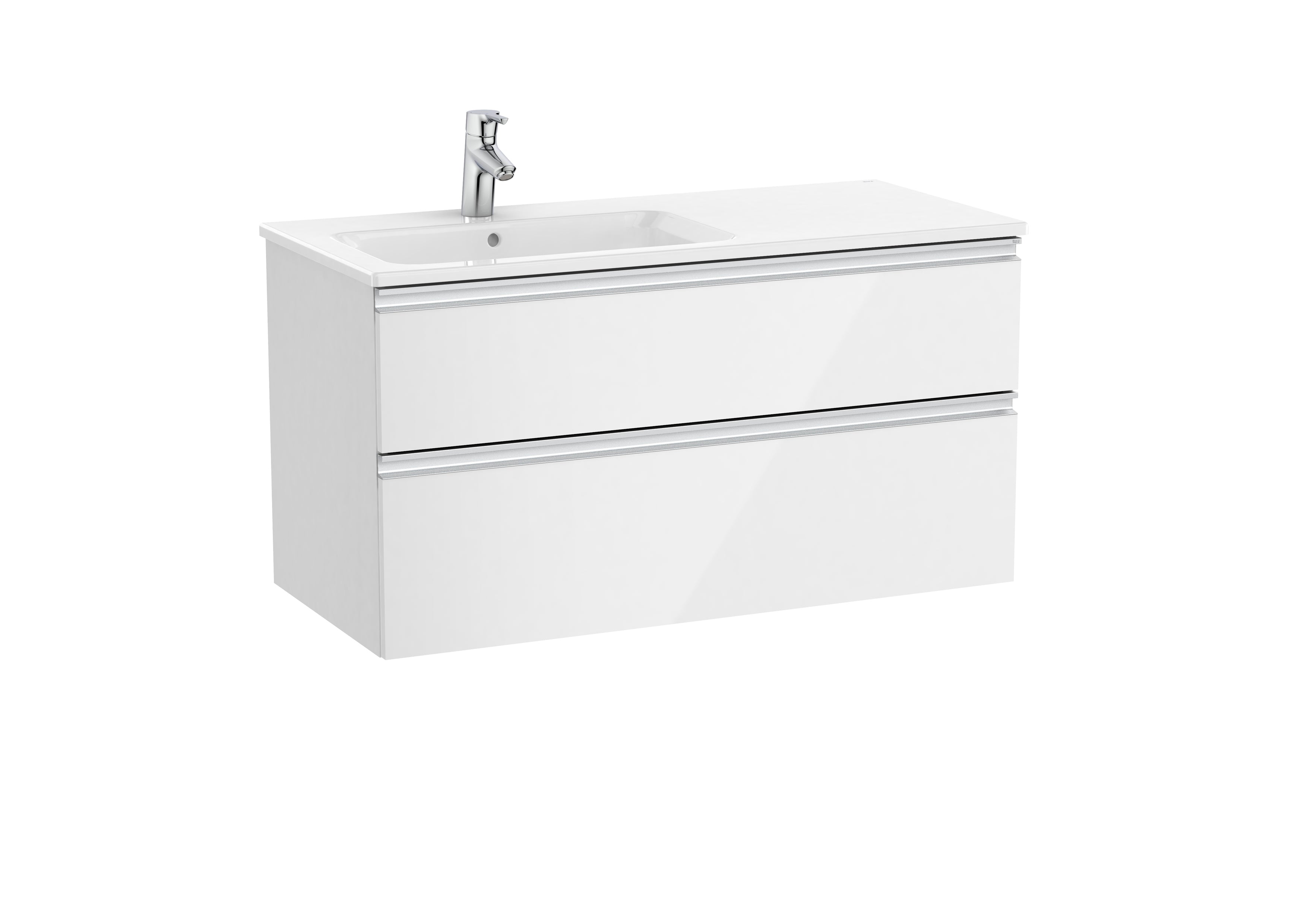 Roca The Gap Unik 2 Drawer Vanity Unit Left Hand 1000mm Gloss White
