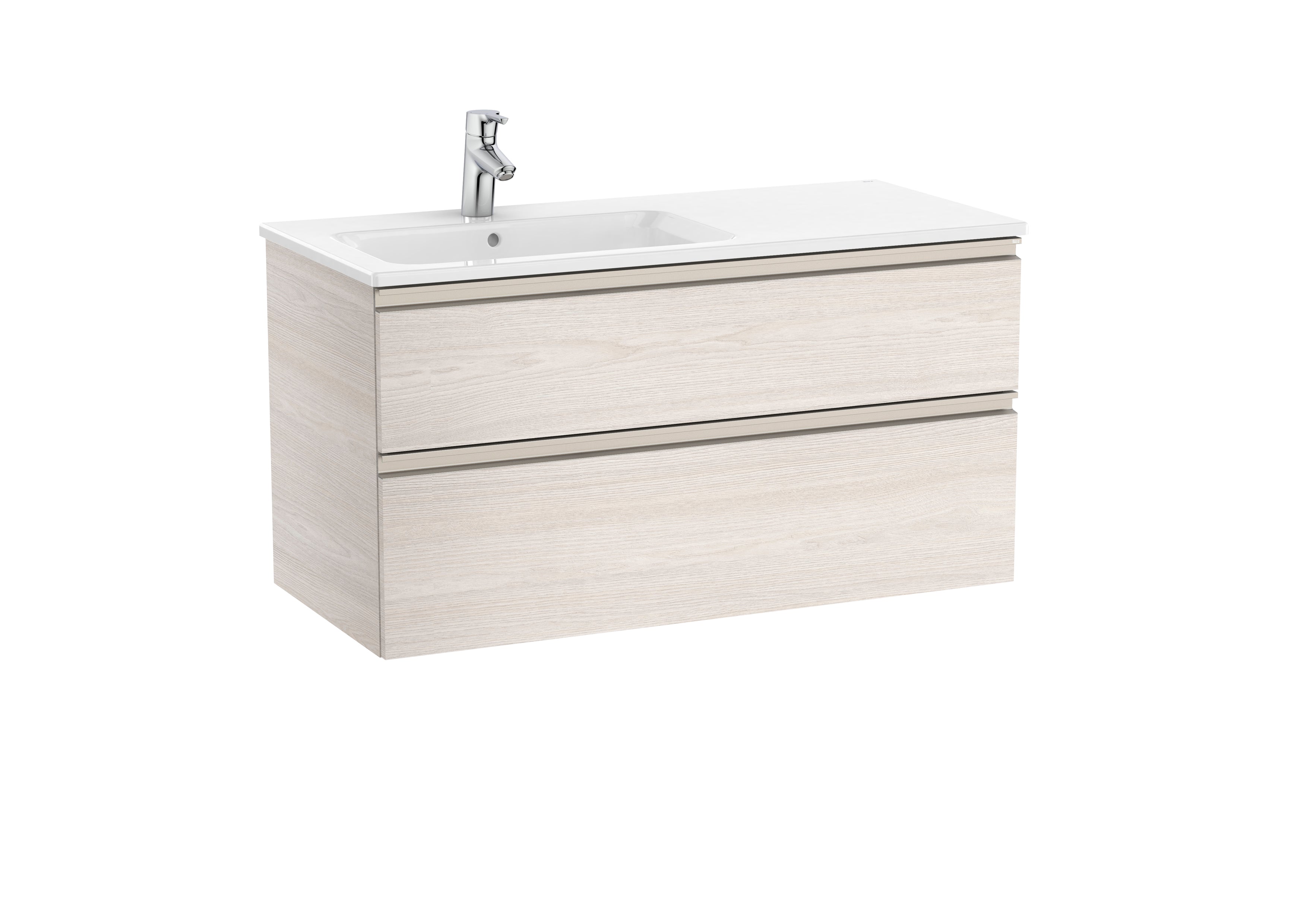 Roca The Gap Unik 1000mm 2 Drawer Vanity Unit and Left Hand Basin 1000mm Nordic Ash