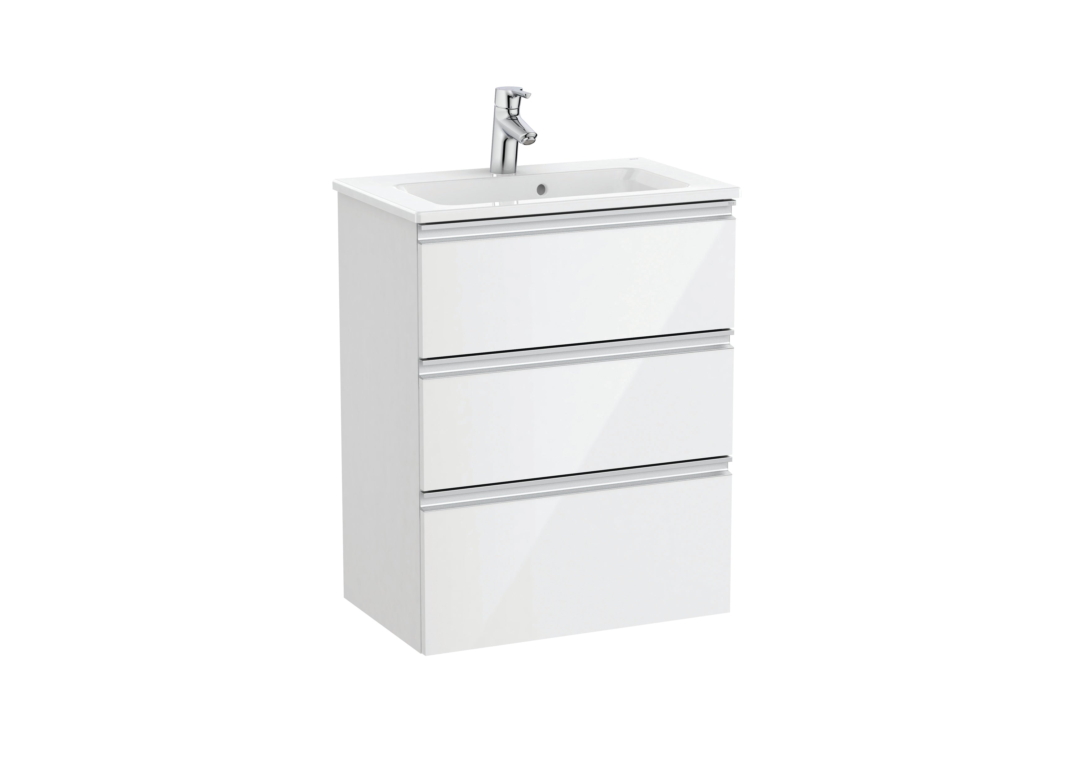 Roca The Gap Unik Compact Vanity Unit with 3 Drawers and Basin 605 x 380 x 759mm Glossy White