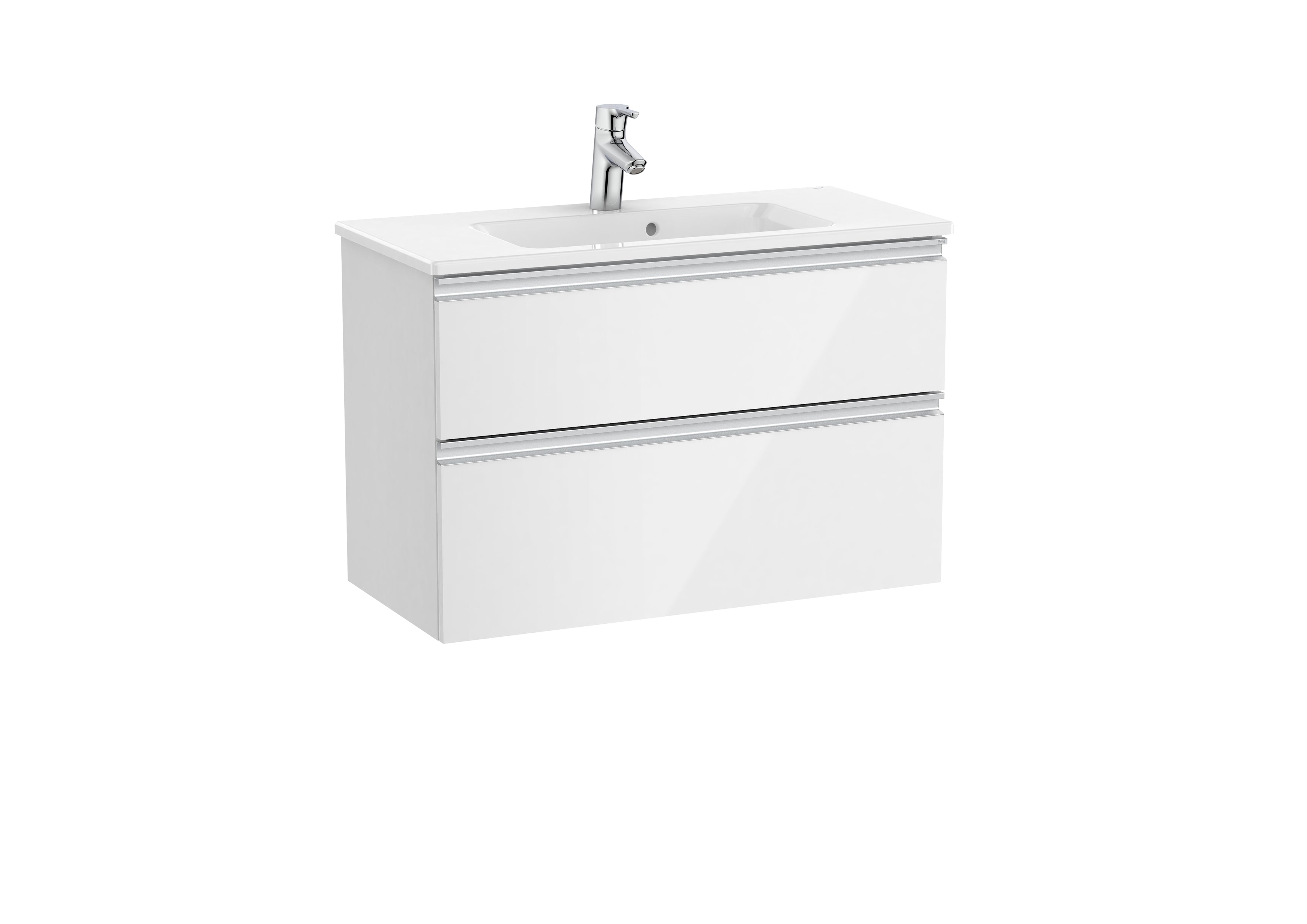 Roca The Gap Unik Compact 800mm 2 Drawer Vanity Unit and Basin Glossy White