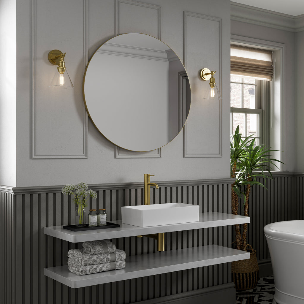 HiB Trim Round 60 Brushed Brass Frame Mirror