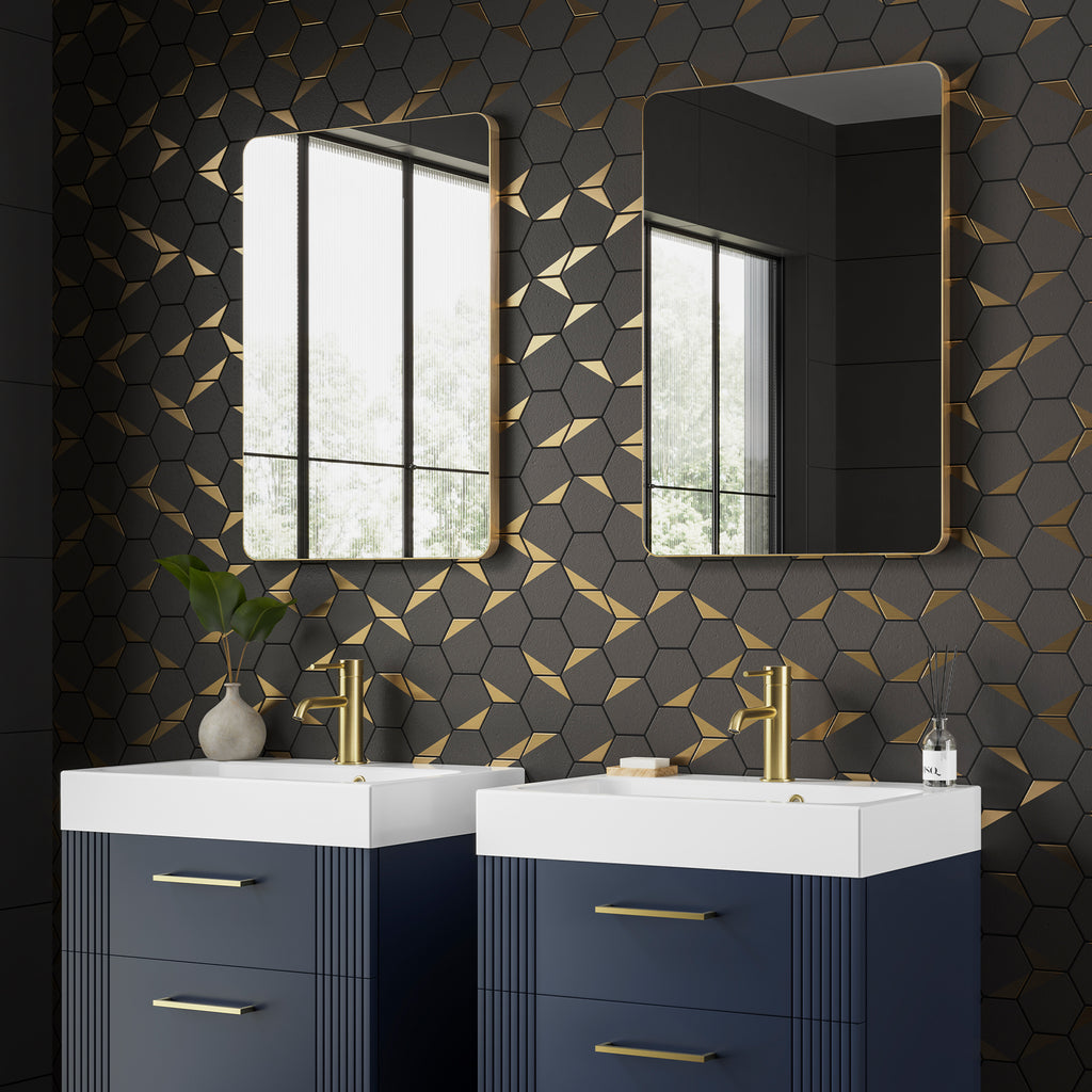 HiB Trim Curve 40 Brushed Brass Frame Mirror