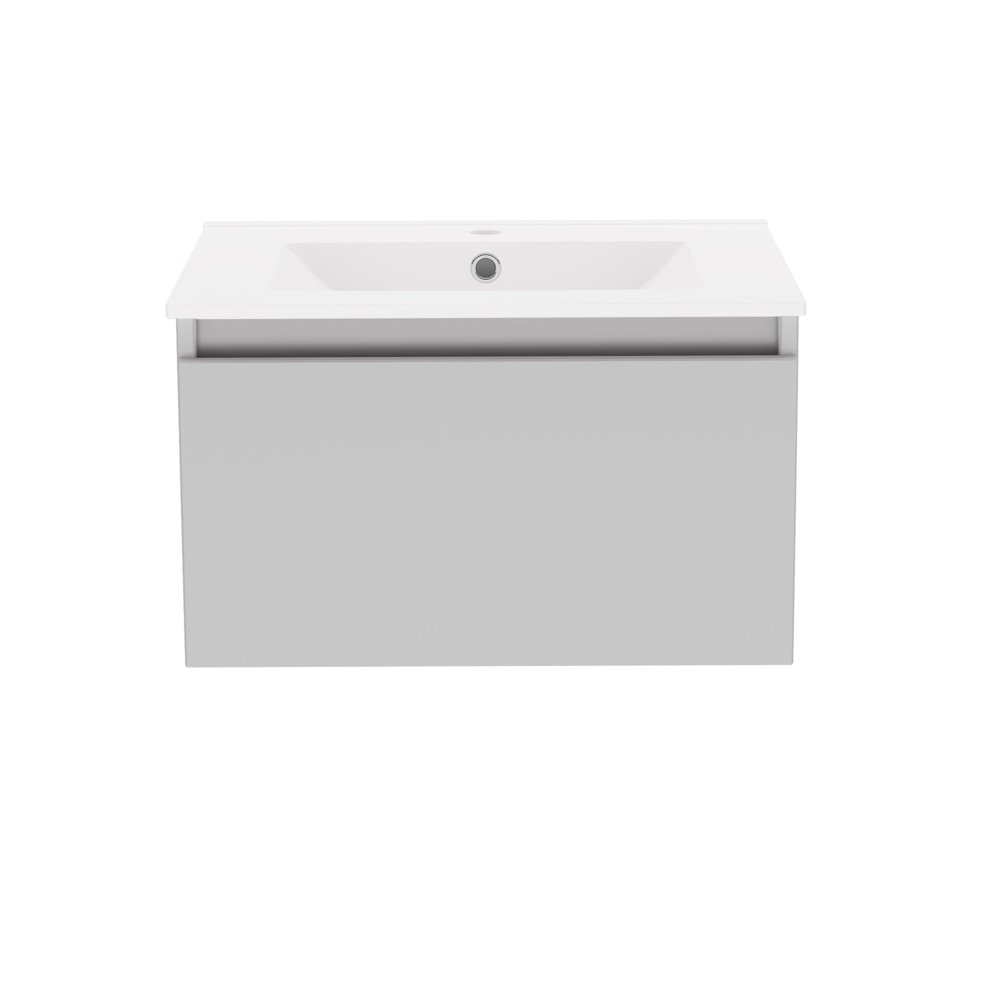 Atlanta Contempo 600mm Single Drawer Wall Hung Basin Unit Including Basin Pearl Grey