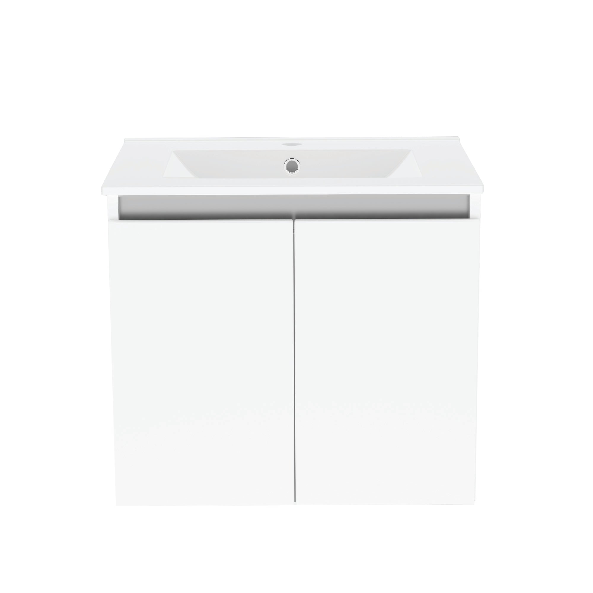 Atlanta Contempo 600mm Slimline 2 Door Wall Hung Basin Unit Including Basin White Gloss