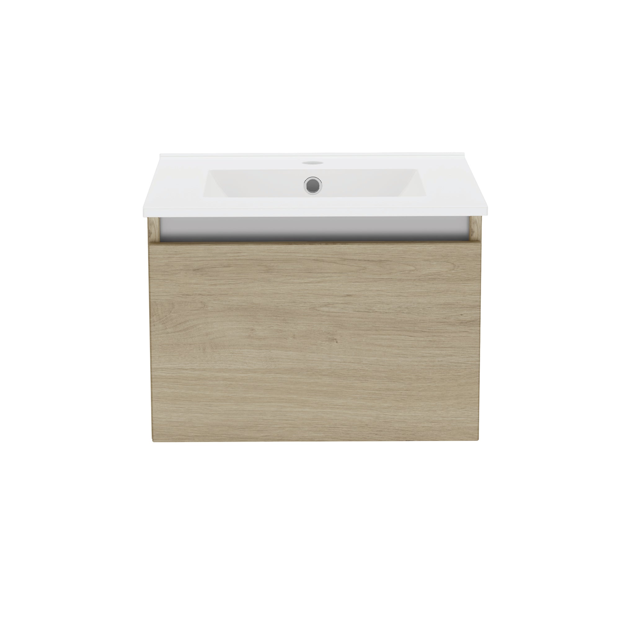 Atlanta Contempo 500 mm Single Drawer Wall Hung Vanity Unit and Basin tural Oak