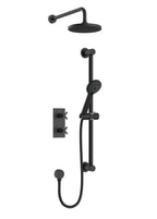 Heritage Salcombe Concealed 2 Outlet 2 Handle Thermostatic Valve with Fixed Head and Flexible Kit Matt Black