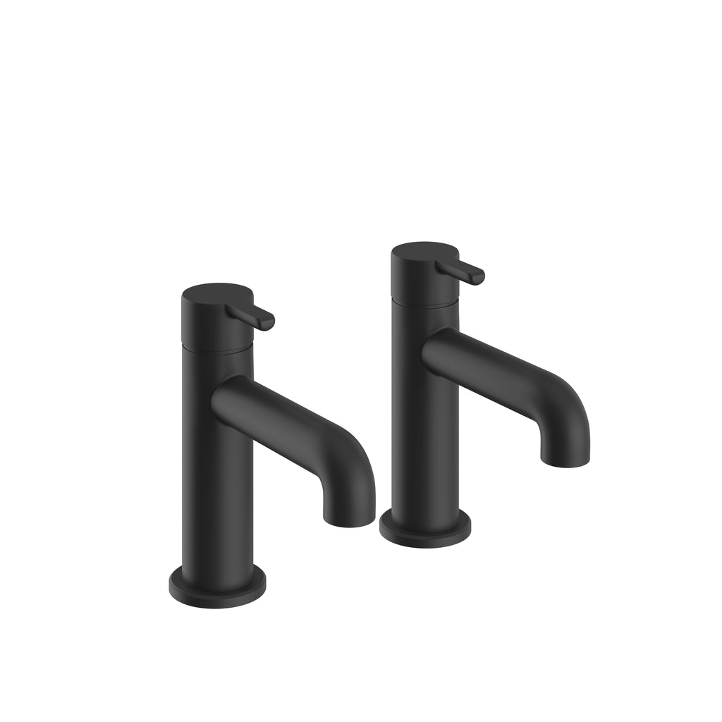 Heritage Dartmouth Basin Pillar Taps Matt Black