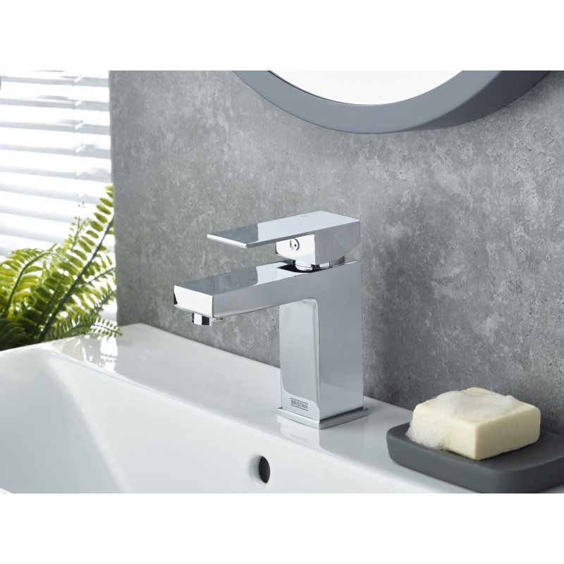 Bristan Qubo Basin Mixer Tap with Clicker Waste Chrome QB BAS C