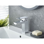 Bristan Qubo Basin Mixer Tap with Clicker Waste Chrome QB BAS C