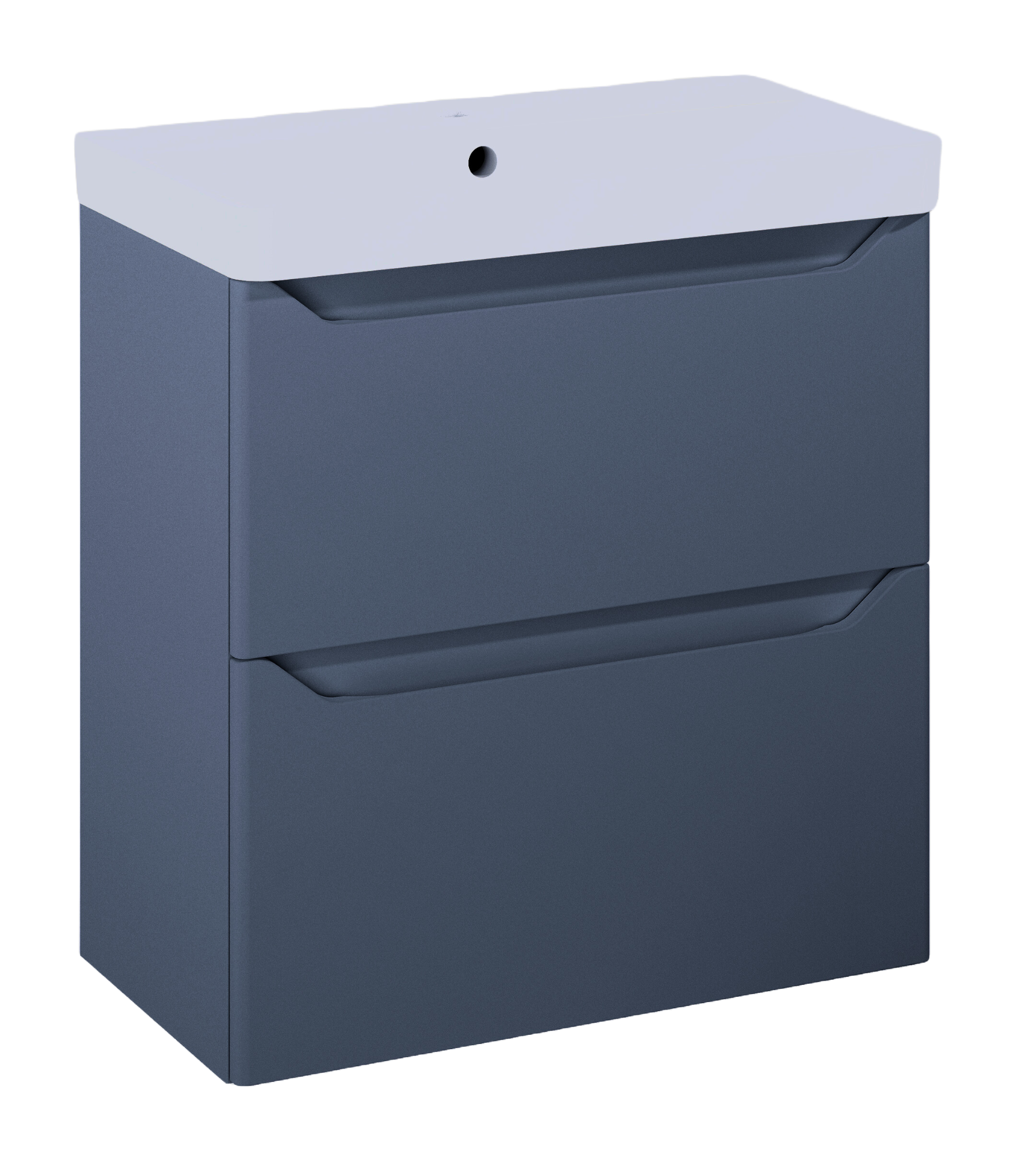 Iflo Jalon 2 Drawer Wall Hung Base Unit 600mm (W) X 330mm (D) X 600mm (H) Navy Blue Matt