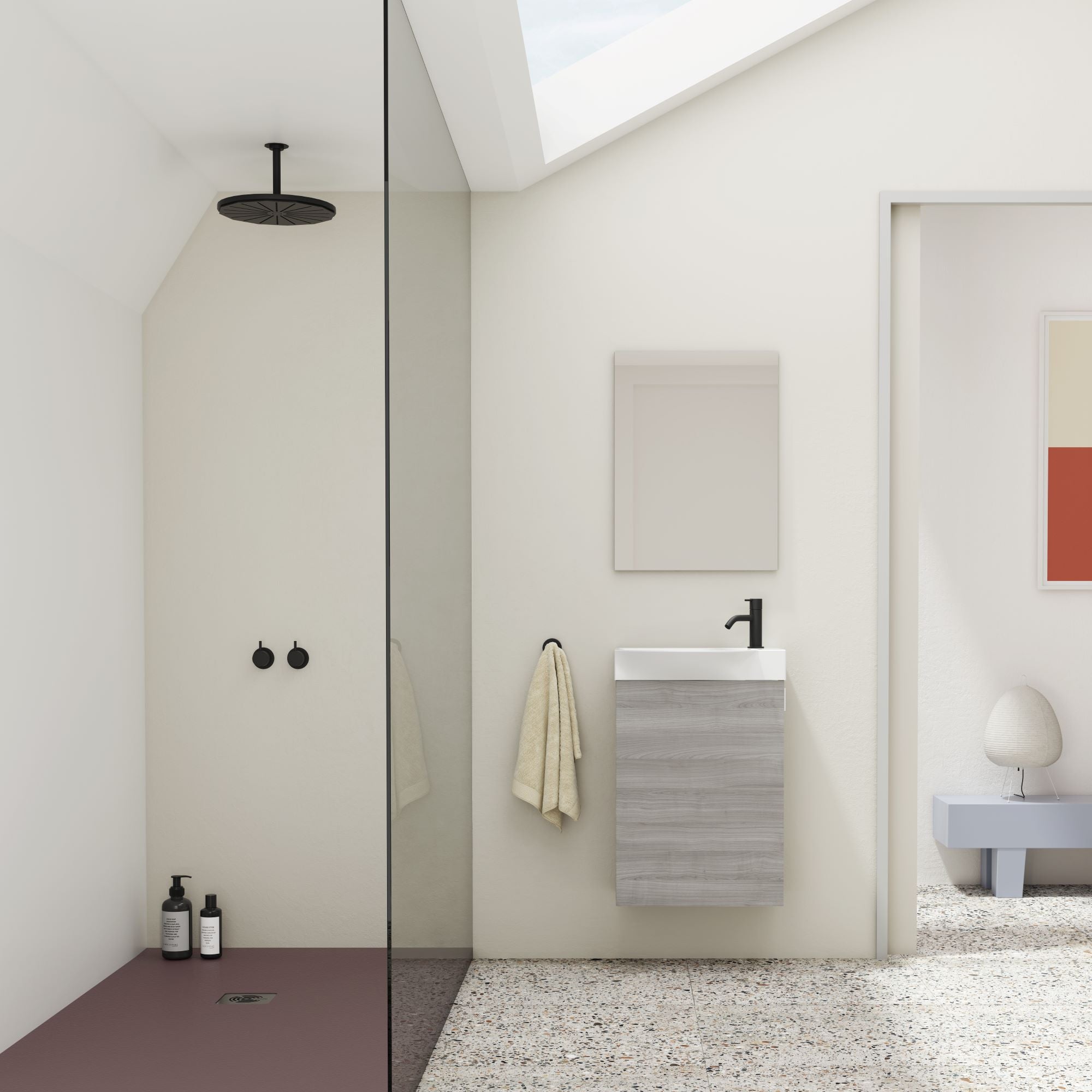 Roca Bosco Unik 1 Door Vanity Unit 400mm Sandy Grey