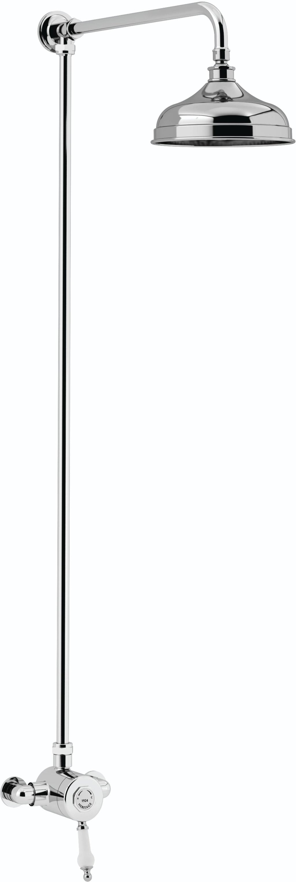 Heritage Bathrooms Glastonbury Exposed Thermostatic Single Control Shower Valve with Premium Fixed Riser Kit Chrome