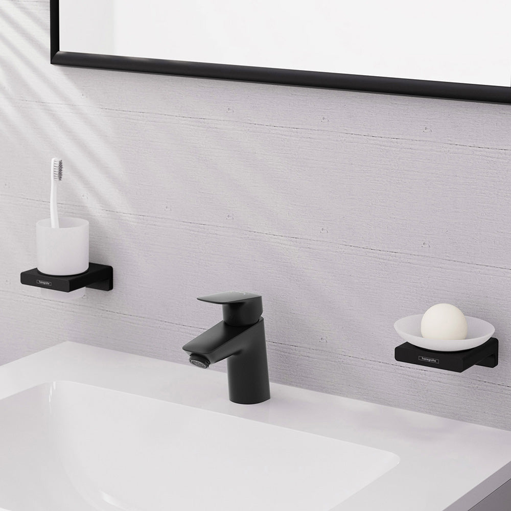 Hansgrohe Logis Single Lever Basin Mixer 70 With Push-Open Waste Set Matt Black