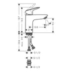 Hansgrohe Logis Basin Mixer Tap 100 LowPairessure without waste set, Chrome