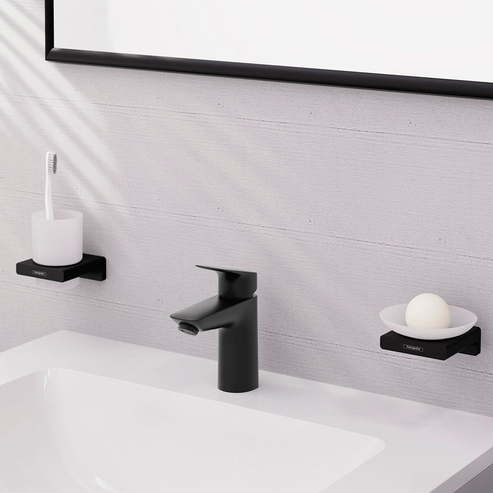 Hansgrohe Logis Single Lever Basin Mixer 100 Coolstart Without Waste Set Matt Black