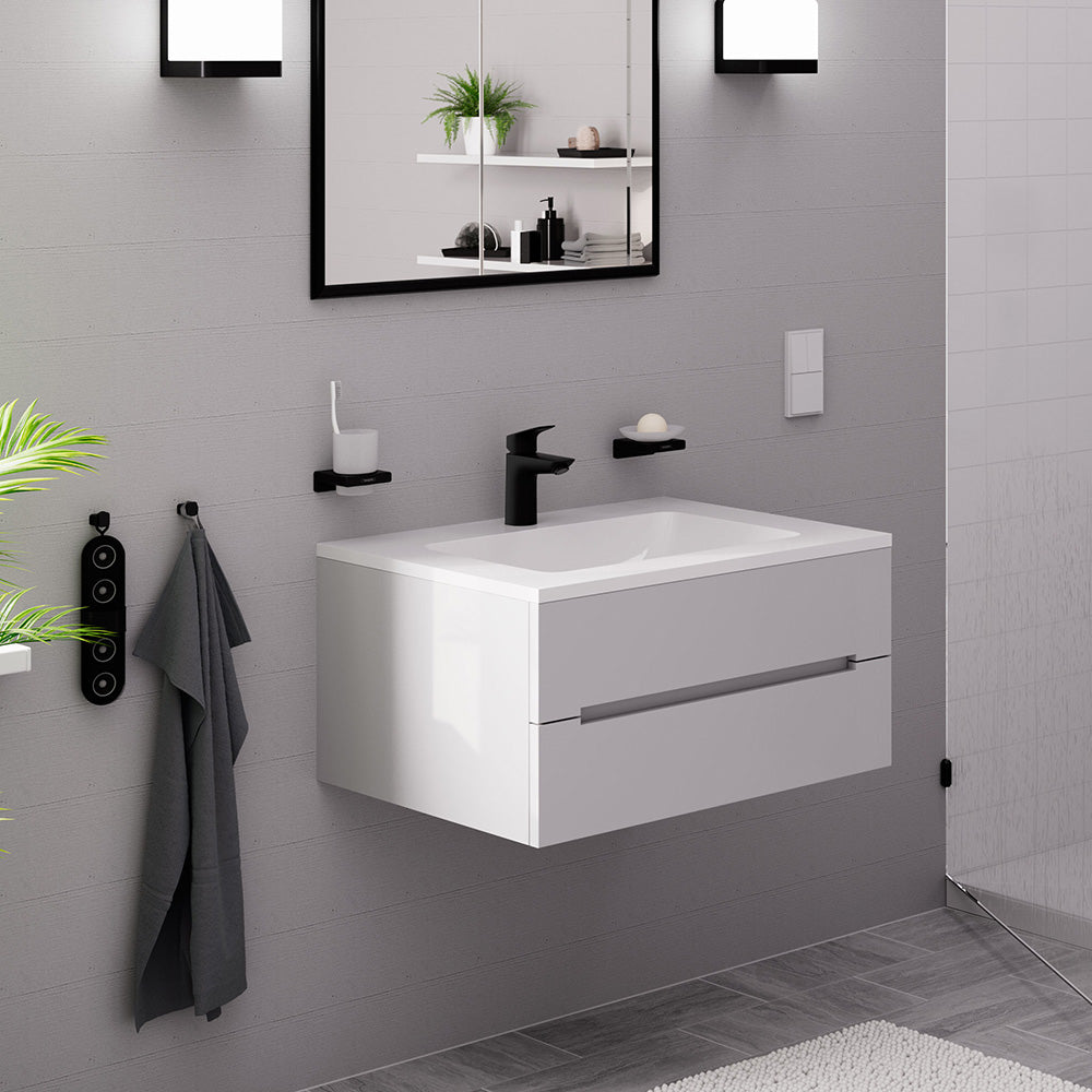 Hansgrohe Logis Single Lever Basin Mixer 100 With Push-Open Waste Set Matt Black