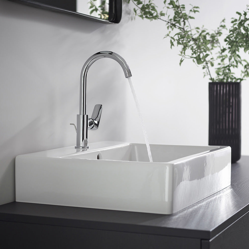 Hansgrohe Logis Single Lever Basin Mixer 210 With Swivel Spout And Pop-Up Waste Set Chrome