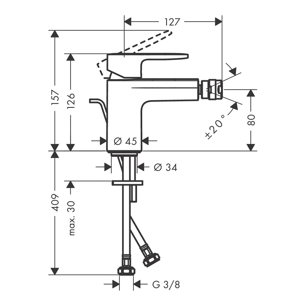 Hansgrohe Vernis Blend Single lever bidet mixer with pop-up waste set, Chrome